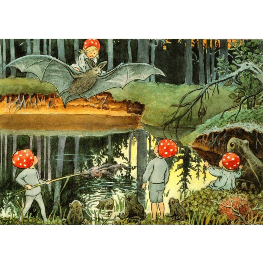 Children of the Forest, Elsa Beskow, Illustration Bat